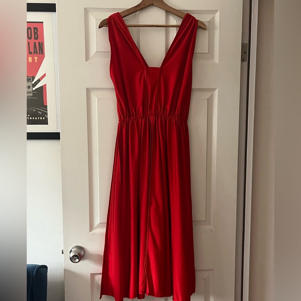 1970s true vintage handmade red party dress